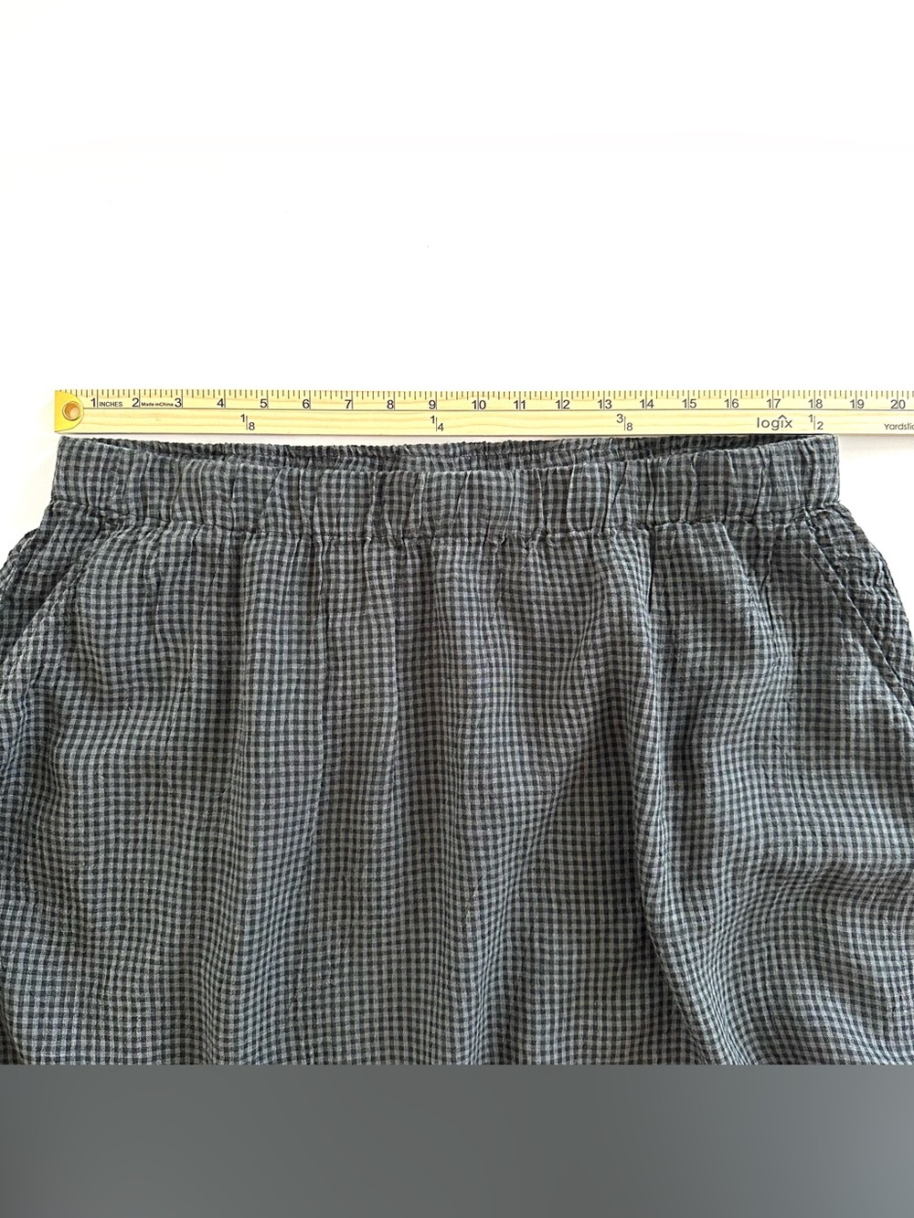 Eileen Fisher Gathered Organic Linen Maxi Skirt Black & Grey Check | XL | EUC - Picture 5 of 9